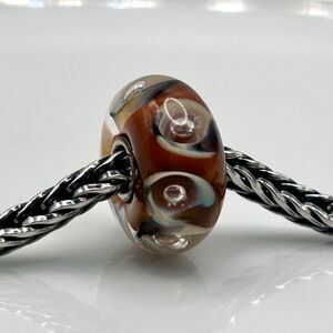TROLLBEADS Chocolate Parrot LAA 925S NEW! Amber Brown w Cream Gray Blue Pastels